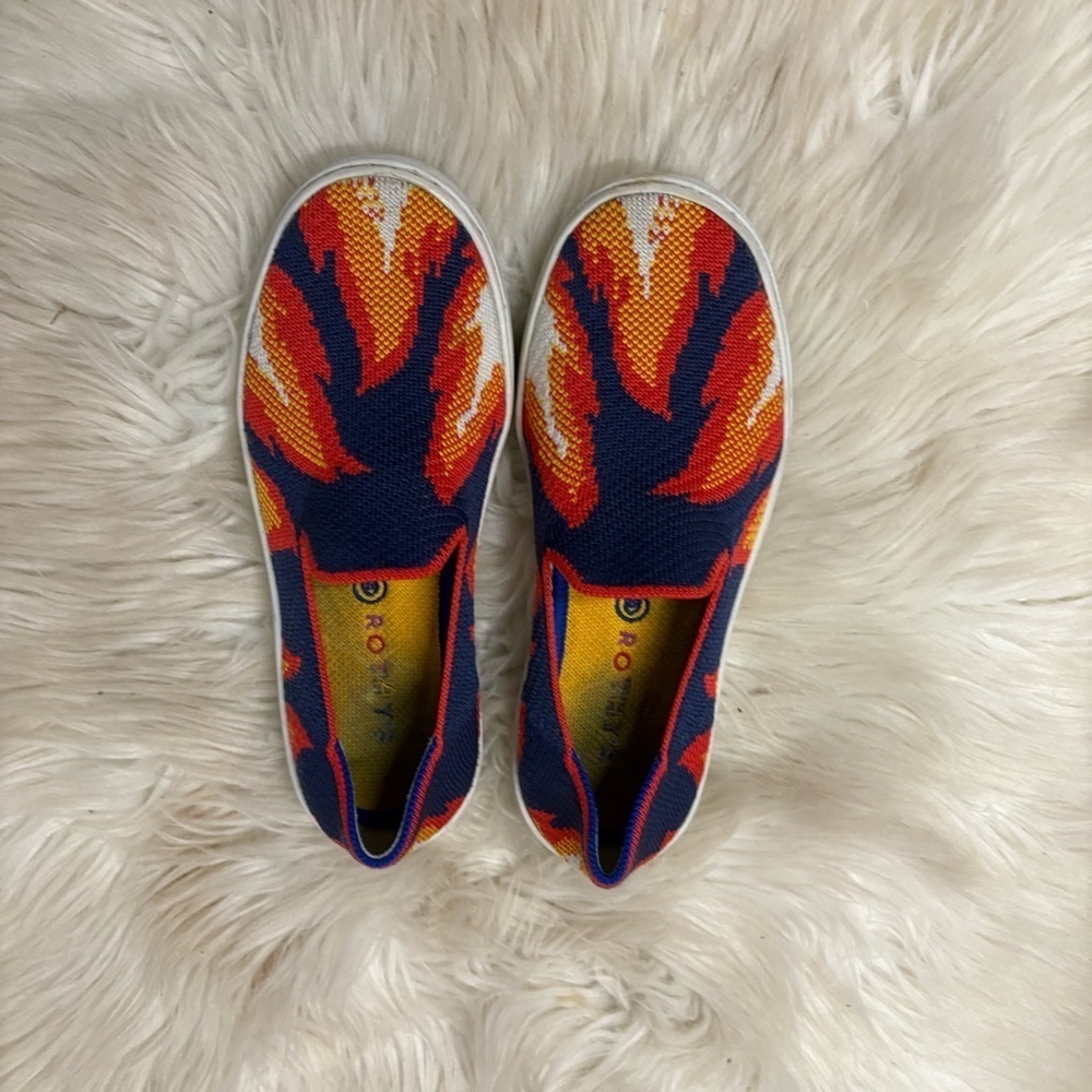 Rothy’s Navy Flame Colorful Kids Slip-On Shoes sz 3 - Picture 2 of 6